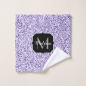 Ultra violet paars glitter spargel Monogram Bad Handdoek (Wasdoekje)