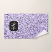 Ultra violet paars glitter spargel Monogram Bad Handdoek (Handdoek)