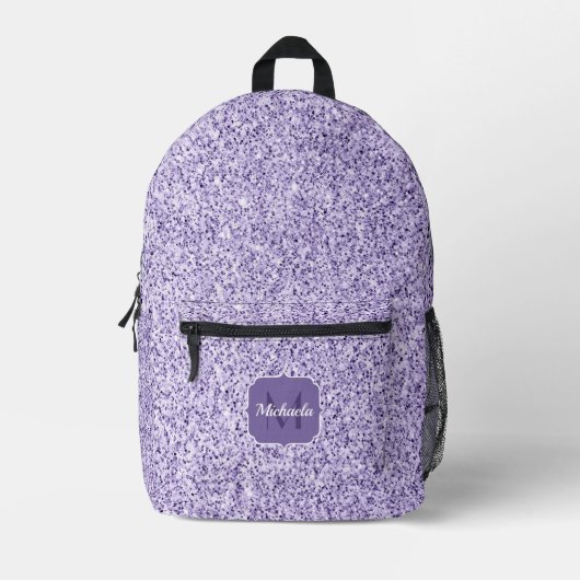 Ultra violet paars glitter spargel Monogram Bedrukte Rugzak (Voorkant)