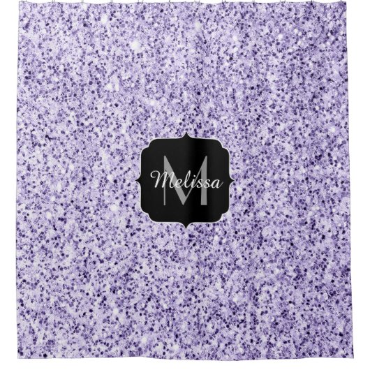 Ultra violet paars glitter spargel Monogram Douchegordijn (Voorkant)
