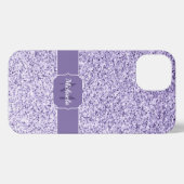 Ultra violet paars glitter spargel Monogram iPhone Hoesje (Achterkant horizontaal)