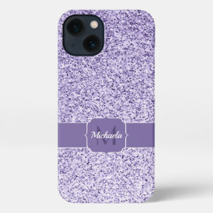 Ultra violet paars glitter spargel Monogram iPhone 13 Hoesje