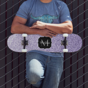 Ultra violet paars glitter spargel Monogram Persoonlijk Skateboard