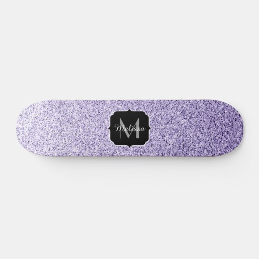 Ultra violet paars glitter spargel Monogram Persoonlijk Skateboard (Horizontaal)