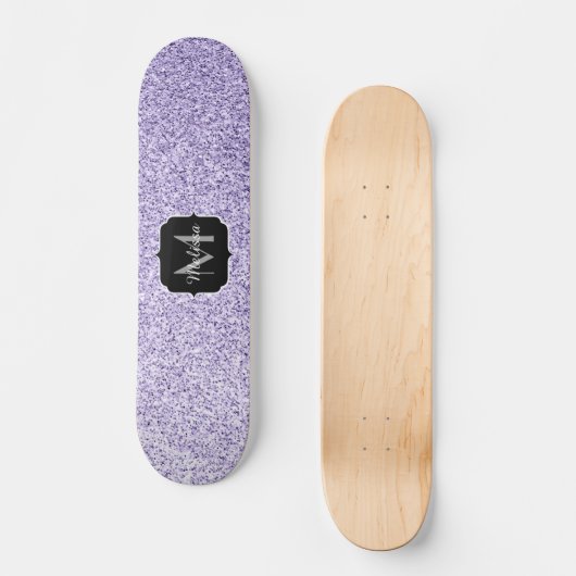 Ultra violet paars glitter spargel Monogram Persoonlijk Skateboard (Voorkant)