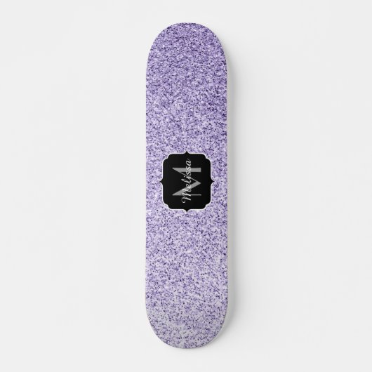 Ultra violet paars glitter spargel Monogram Persoonlijk Skateboard (Voorkant)