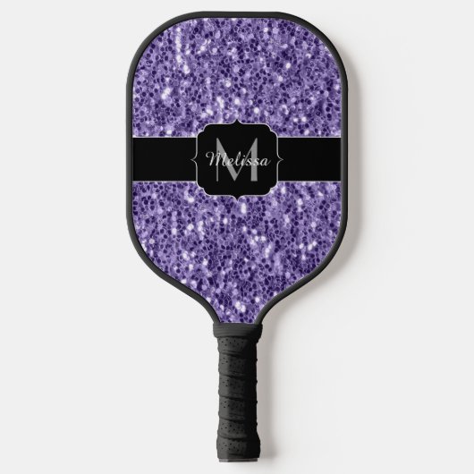 Ultra violet paars glitter spargel Monogram Pickleball Paddle (Voorkant)