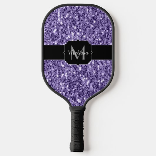 Ultra violet paars glitter spargel Monogram Pickleball Paddle (Achterkant)