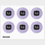 Ultra violet paars glitter spargel Monogram Ronde Sticker (Vel)