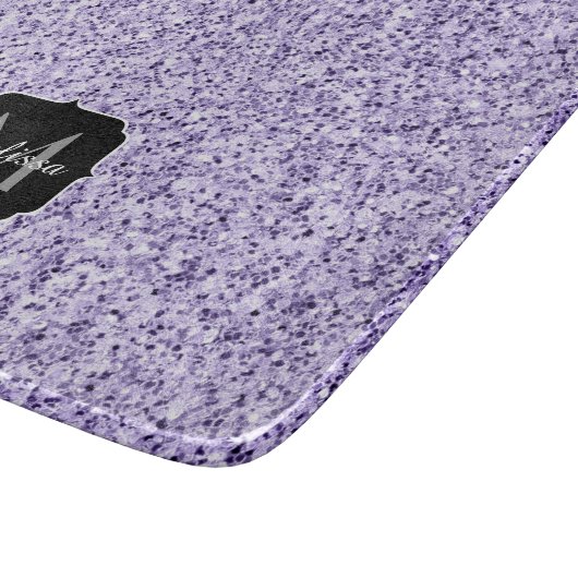 Ultra violet paars glitter spargel Monogram Snijplank (Hoek)