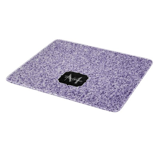 Ultra violet paars glitter spargel Monogram Snijplank (Hoek)