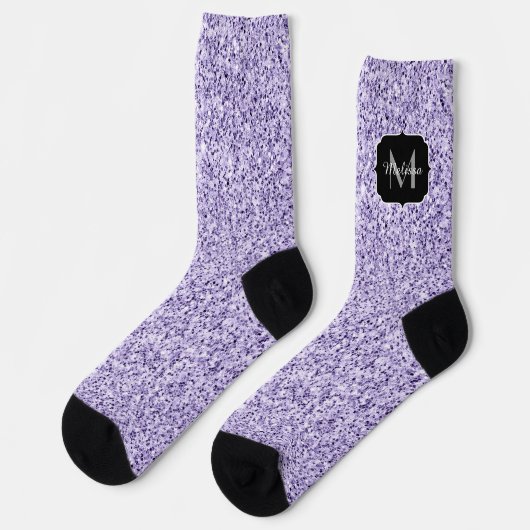 Ultra violet paars glitter spargel Monogram Sokken (Links)