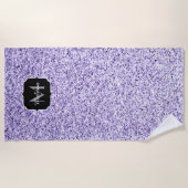 Ultra violet paars glitter spargel Monogram Strandlaken (Voorkant)