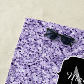 Ultra violet paars glitter spargel Monogram Strandlaken (In situ)