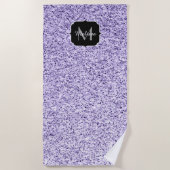 Ultra violet paars glitter spargel Monogram Strandlaken (Voorkant)