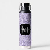 Ultra violet paars glitter spargel Monogram Waterfles (Voorkant)