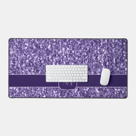 Ultra violet paars glitter sparken Monogram Bureaumat (Keyboard & Muis)