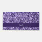 Ultra violet paars glitter sparken Monogram Bureaumat (Voorkant)