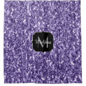 Ultra violet paars glitter sparken Monogram Douchegordijn (Voorkant)