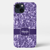 Ultra violet paars glitter sparken Monogram iPhone Hoesje (Achterkant)