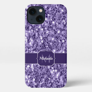 Ultra violet paars glitter sparken Monogram iPhone 13 Hoesje