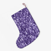 Ultra violet paars glitter sparken Monogram Kleine Kerstsok (Achterkant (Hangend))