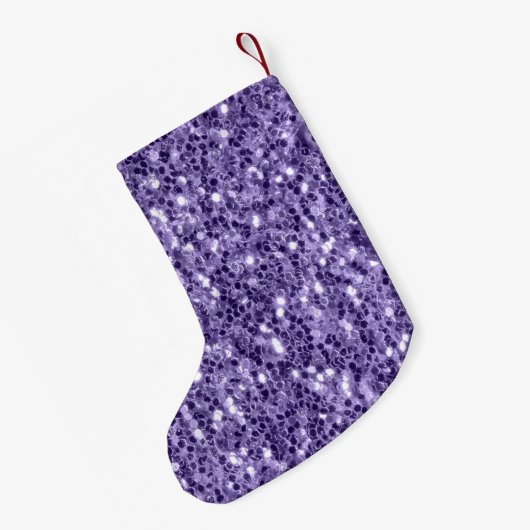 Ultra violet paars glitter sparken Monogram Kleine Kerstsok (Achterkant (Hangend))