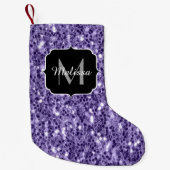Ultra violet paars glitter sparken Monogram Kleine Kerstsok (Voorkant)