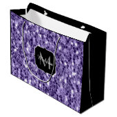 Ultra violet paars glitter sparken Monogram Large Cadeautasje (Voorkant Gekanteld)