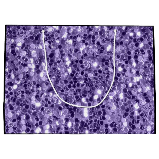 Ultra violet paars glitter sparken Monogram Large Cadeautasje (Achterkant)
