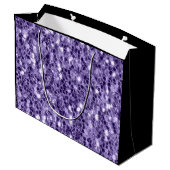 Ultra violet paars glitter sparken Monogram Large Cadeautasje (Achterkant Gekanteld)