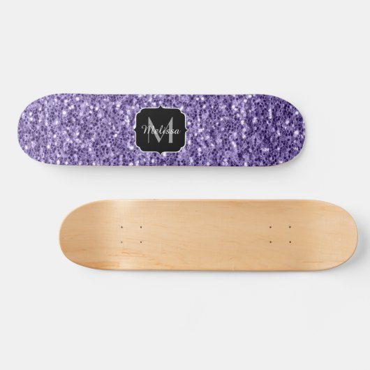 Ultra violet paars glitter sparken Monogram Persoonlijk Skateboard (Horizontaal)