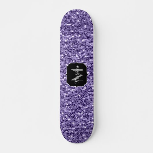 Ultra violet paars glitter sparken Monogram Persoonlijk Skateboard (Voorkant)