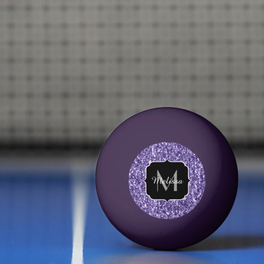 Ultra violet paars glitter sparken Monogram Pingpongbal (Net)