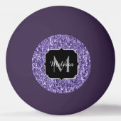 Ultra violet paars glitter sparken Monogram Pingpongbal (Voorkant)