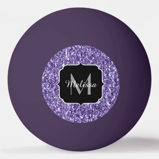 Ultra violet paars glitter sparken Monogram Pingpongbal (Voorkant)