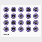 Ultra violet paars glitter sparken Monogram Ronde Sticker (Vel)