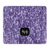 Ultra violet paars glitter sparken Monogram Snijplank (Voorkant)