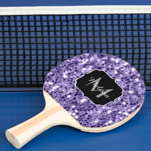 Ultra violet paars glitter sparken Monogram Tafeltennisbatje (Insitu)