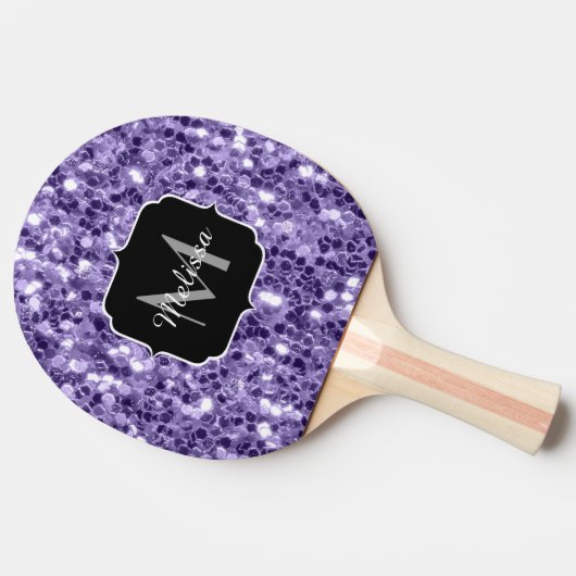 Ultra violet paars glitter sparken Monogram Tafeltennisbatje (Zijkant)