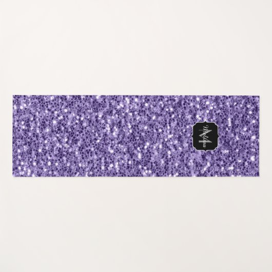 Ultra violet paars glitter sparken Monogram Yogamat (Voorkant (horizontaal))