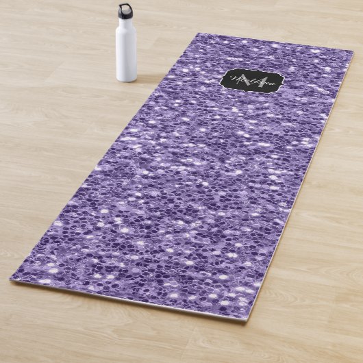 Ultra violet paars glitter sparken Monogram Yogamat (In situ)
