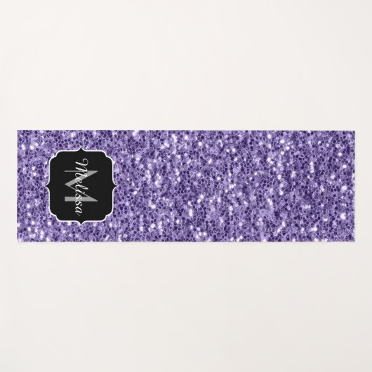 Ultra violet paars glitter sparken Monogram Yogamat (Voorkant (horizontaal))