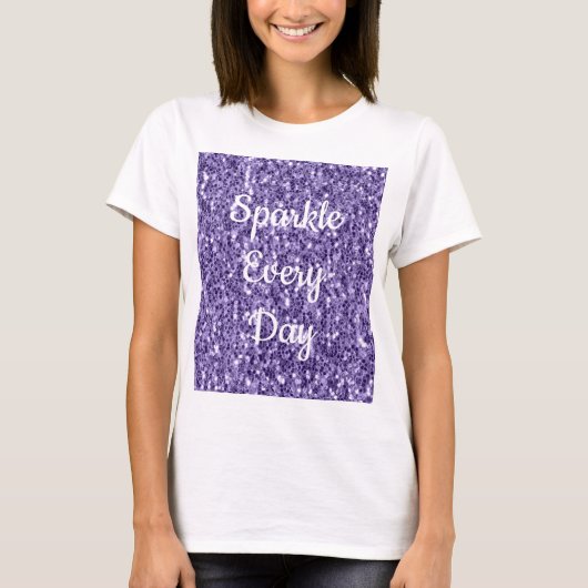 Ultra violet paars glitter Sparkle-day-tekst T-shirt (Voorkant)