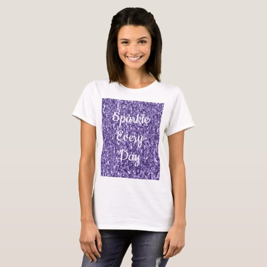 Ultra violet paars glitter Sparkle-day-tekst T-shirt (Voorkant volledig)