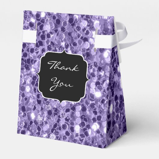 Ultra violet paars glitter sparkles Sweet 16 Bedankdoosjes (Achterkant)