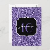 Ultra violet paars glitter sparkles Sweet 16 Briefkaart (Voorkant / Achterkant)