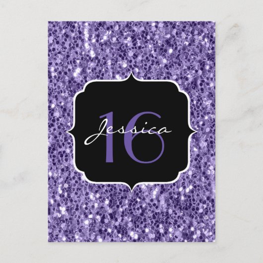 Ultra violet paars glitter sparkles Sweet 16 Briefkaart (Voorkant)