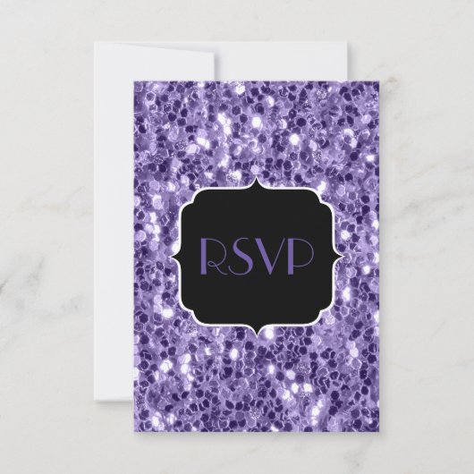 Ultra violet paars glitter sparkles Sweet 16 RSVP (Voorkant)