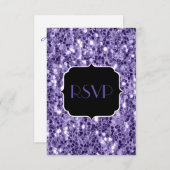 Ultra violet paars glitter sparkles Sweet 16 RSVP (Voorkant / Achterkant)